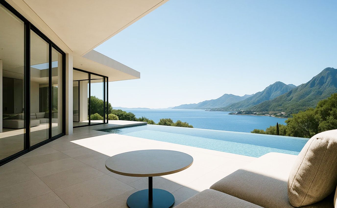 Luxury villa with infinity pool overlooking the sea